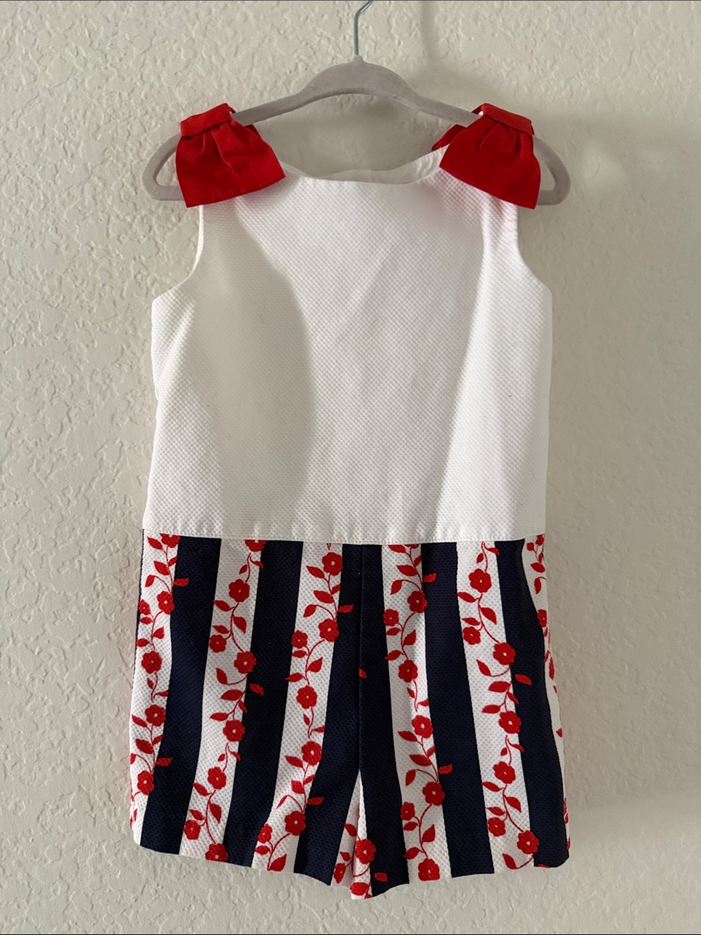 Janie and Jack White Dress with Red Bow Shoulder Accent